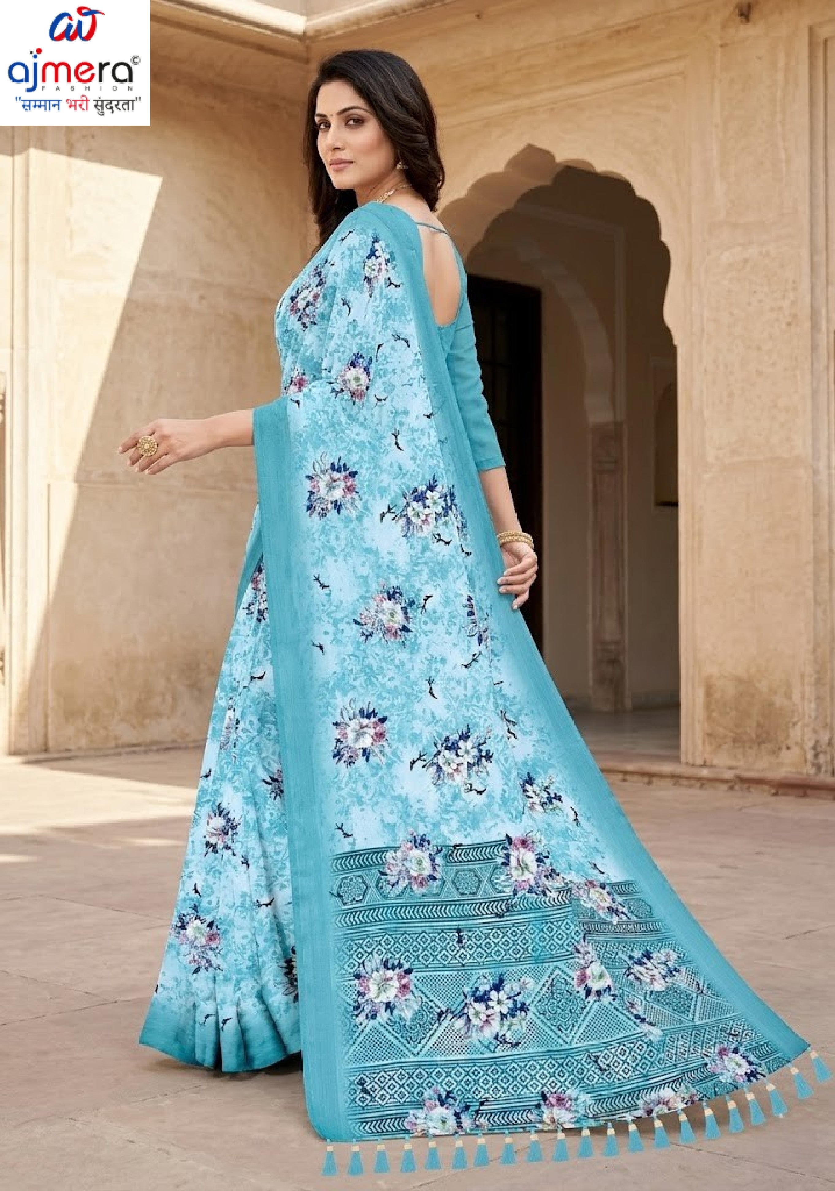 Contemporary Printed Saree with Blouse Piece for Premium Wear  | CAS-HAPPY DAY