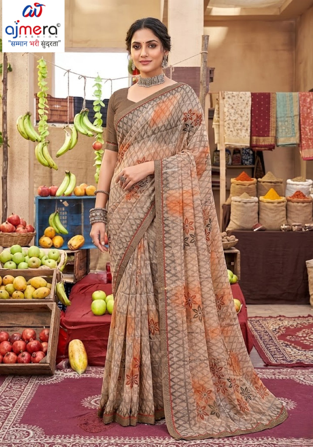 Designer Printed Saree with Blouse Piece for Special Occasions | PRM-PARI