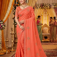 Trendy Dyed Matching Saree with Blouse Piece for Premium Ethnic and Traditional Wear | VKM-CURVV