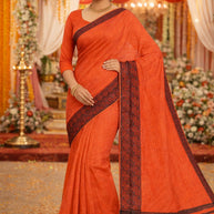Traditional Cotton Saree with Blouse Piece for Premium Ethnic and Traditional Wear | VKF-OREO PALLU