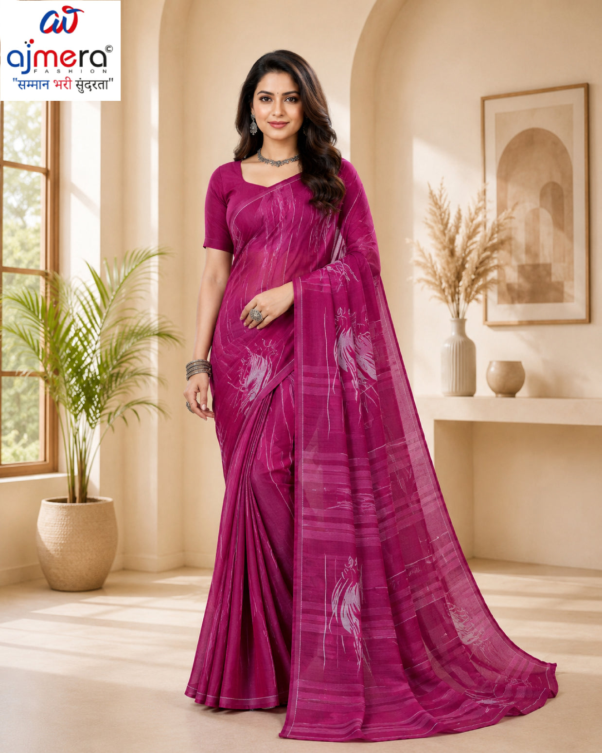 Weightless Print Loose Saree with Blouse for Premium Ethnic and Traditional Wear | CAS-DIAMOND CITY