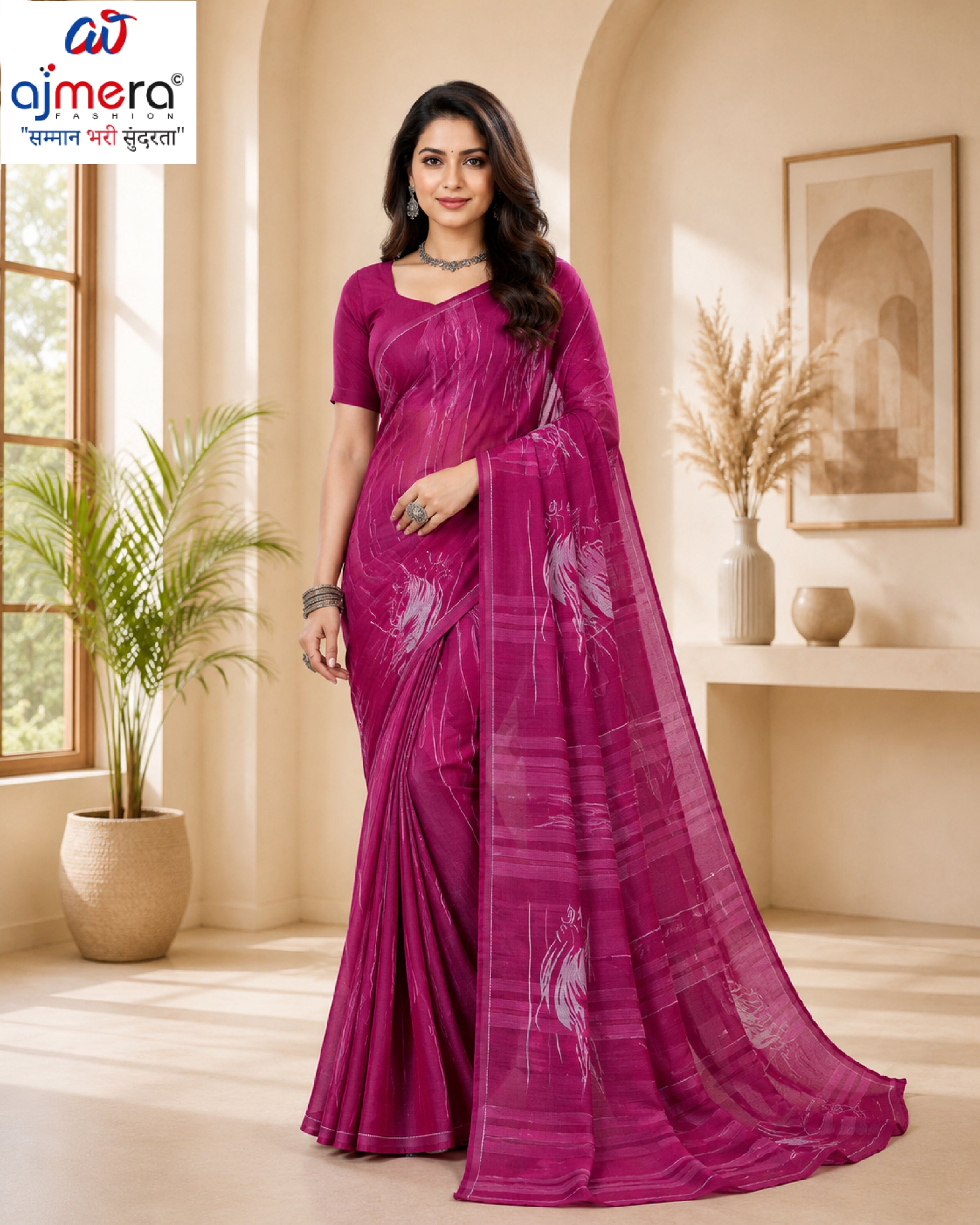 Weightless Print Loose Saree with Blouse for Premium Ethnic and Traditional Wear | CAS-DIAMOND CITY