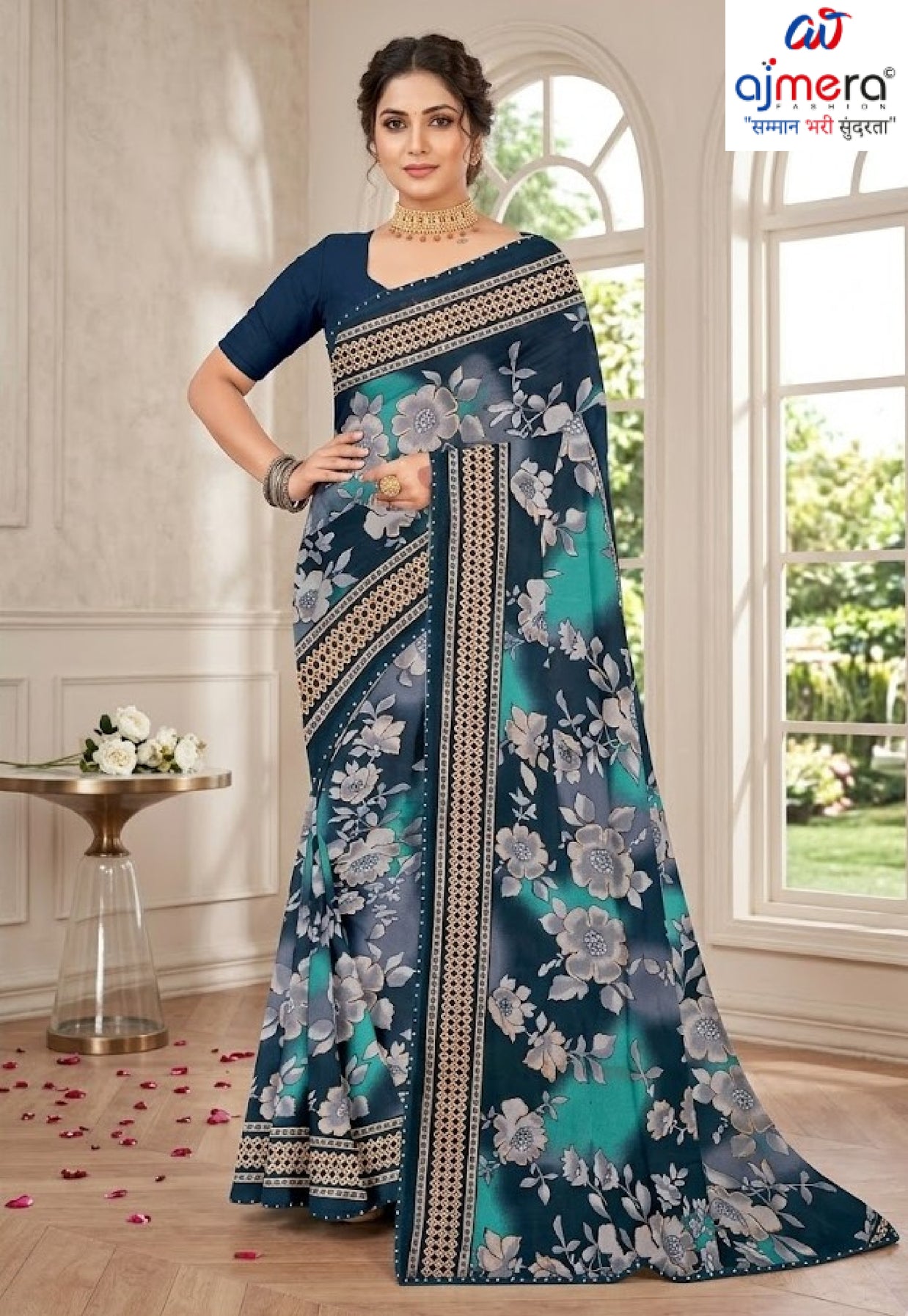 Elegant Printed Saree with Designer Blouse Piece for Festive Wear  | GPT-DHAMAKEDAR-5