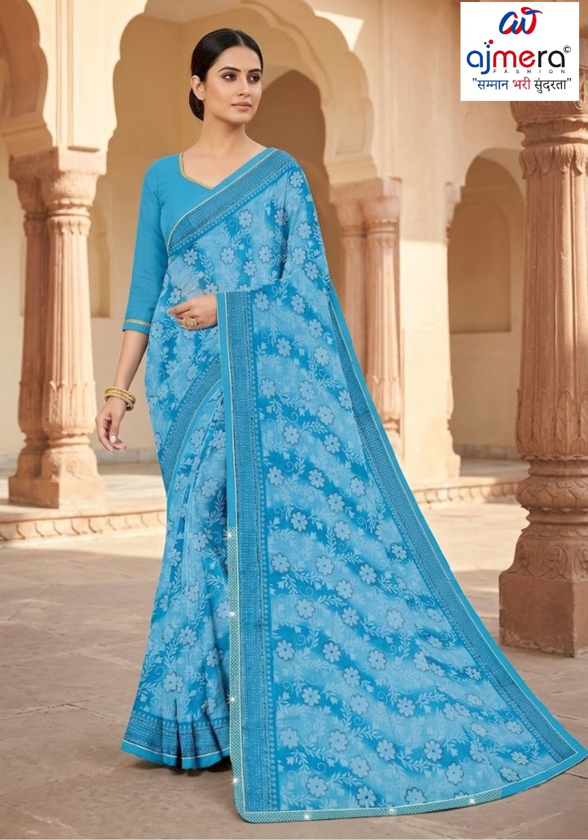 Zomato Print Loose Saree with Blouse for Premium Ethnic and Traditional Wear | CAS-GALAXY