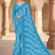 Zomato Print Loose Saree with Blouse for Premium Ethnic and Traditional Wear | CAS-GALAXY
