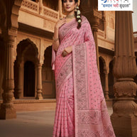 Stylish Jacquard Silk Saree with Blouse Piece for Festive Collection | SOJ-COFFEE LINEN SAROSKI
