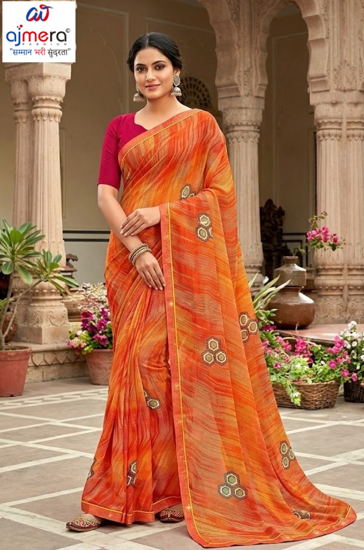 Classic Printed Saree with Blouse Piece for Timeless Traditional Style | PRM-THREE GOLI