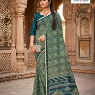 Elegant Printed Saree with Designer Blouse Piece for Festive Wear  | GLC-SILVER GOLD