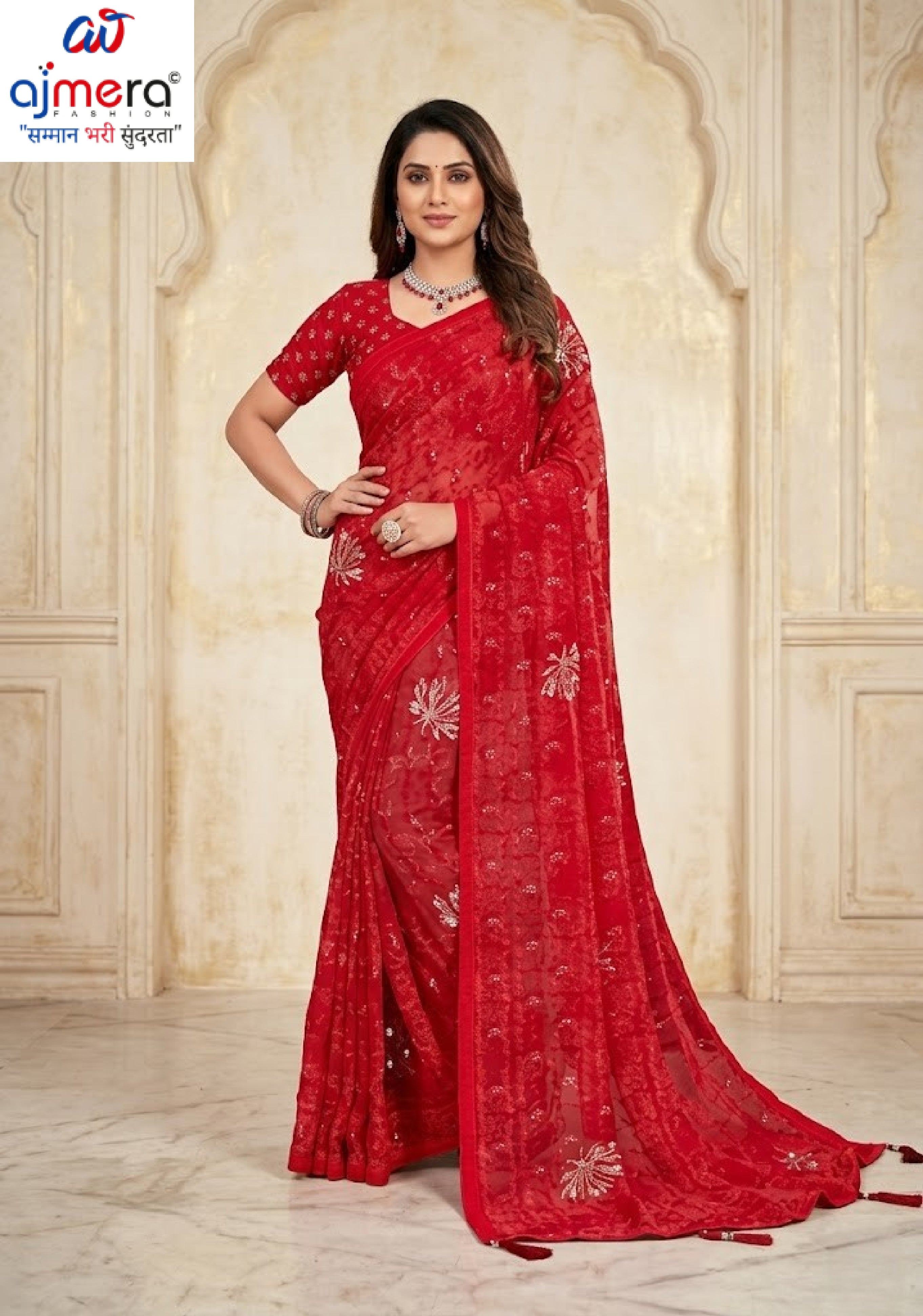 Fashionable Printed Saree with Blouse Piece for Festive Collection  | RDD-JYOTHI