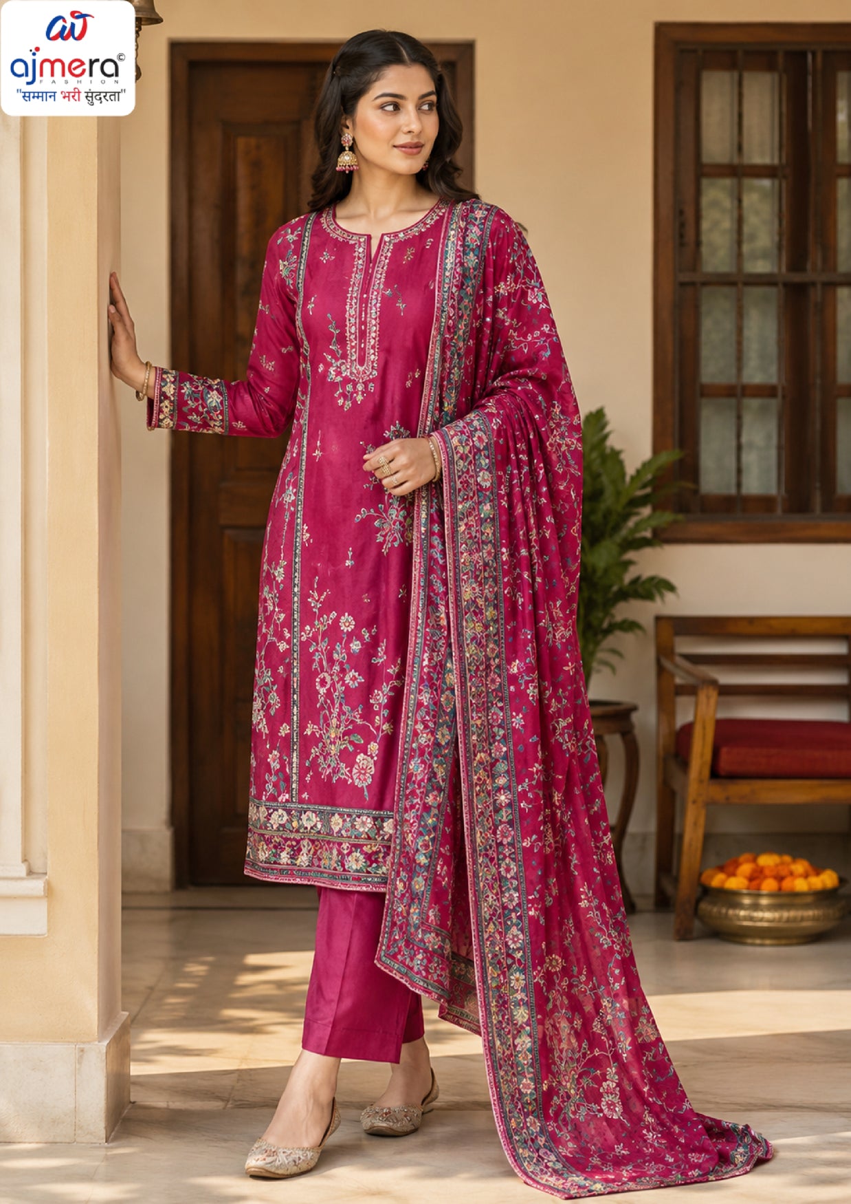 Trendy Rayon Print Unstitched Suit Set | VAS-LIME LIGHT-3