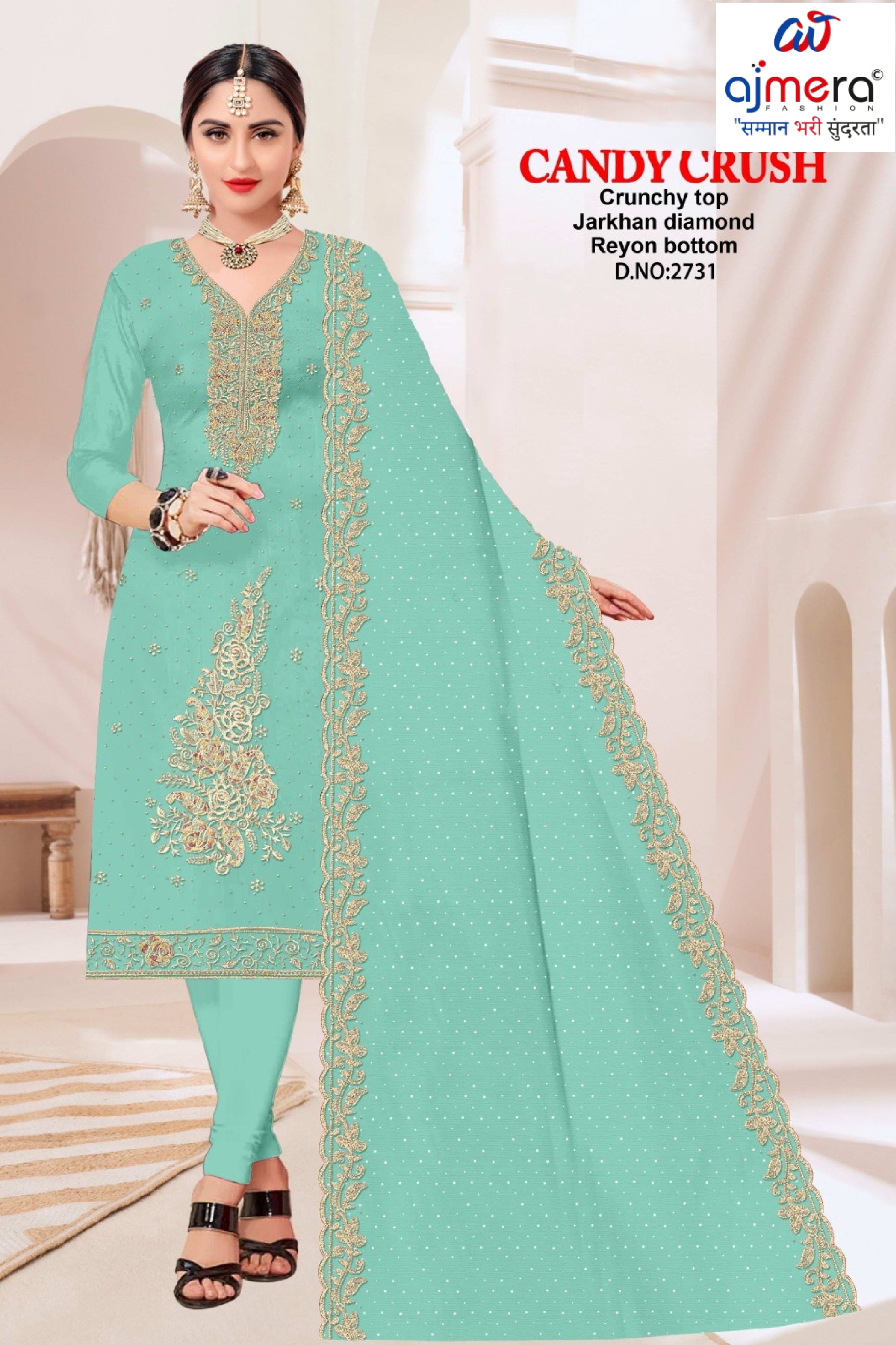 Premium Crunchi Unstitched Suit Set | KVF-CANDY CRUSH