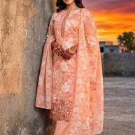 Premium Cambric Cotton Unstitched Suit Set | VAS-COPPER DIAMOND