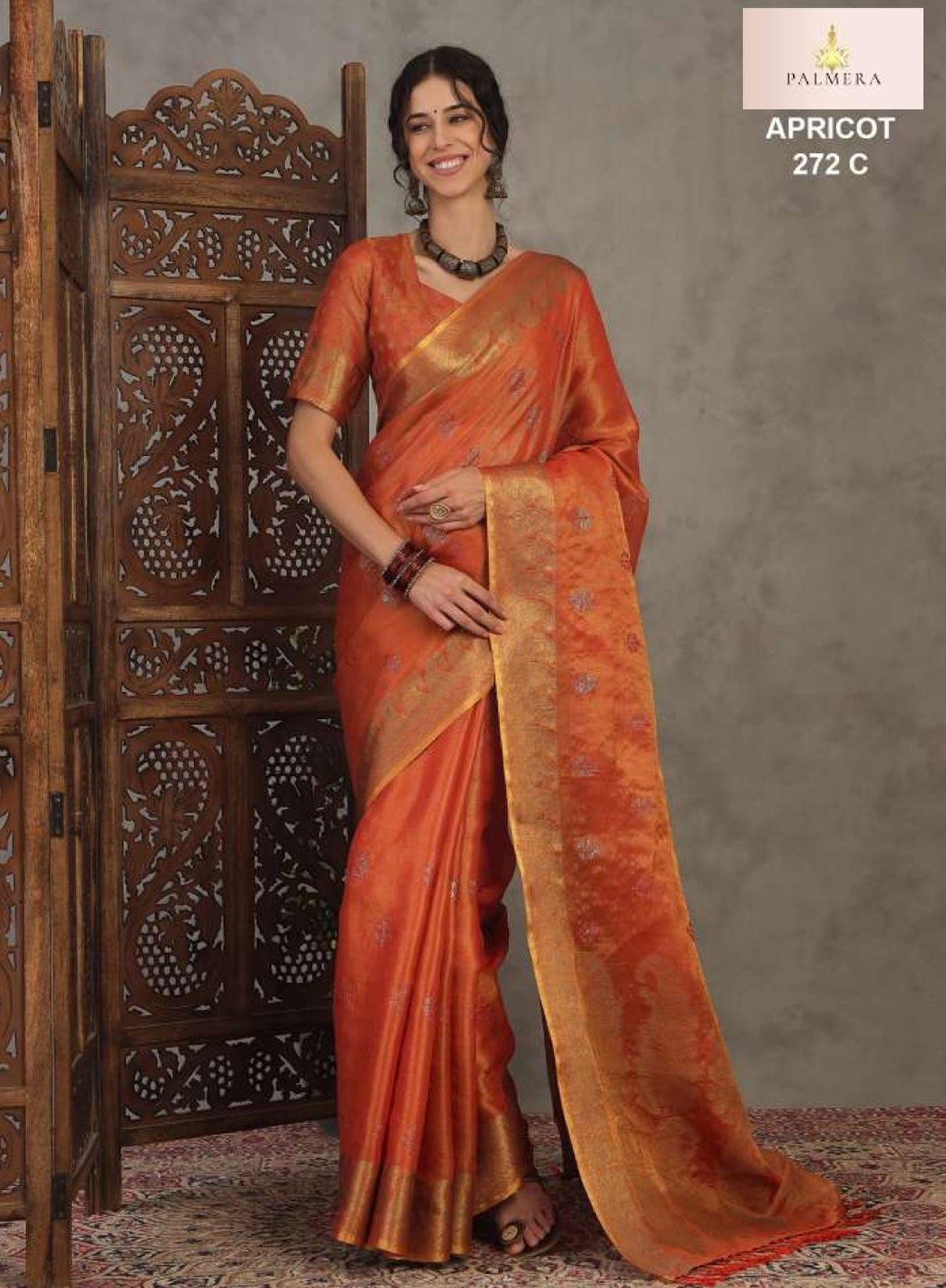 Apricot Linen Saree with Blouse for Premium Ethnic and Designer Wear | ALL-APRICOT-272