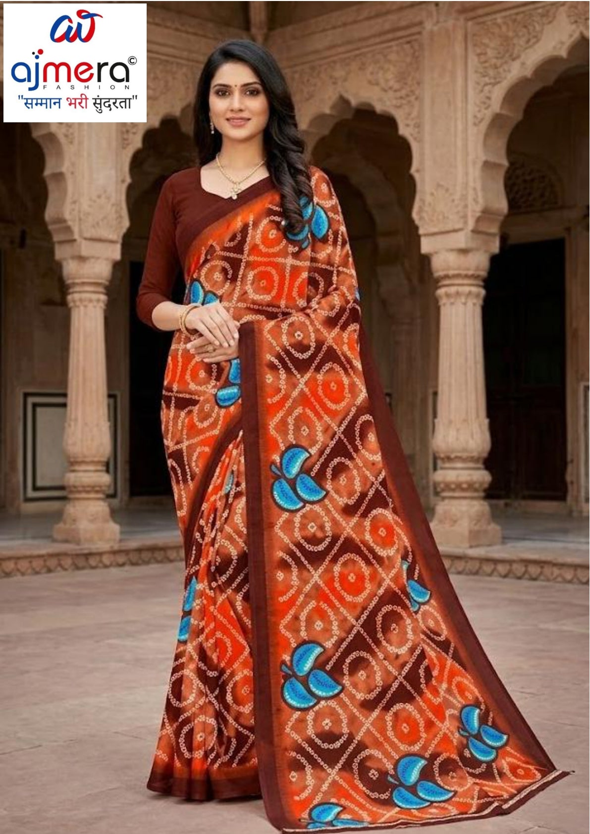 Printed Print Loose Saree with Blouse for Premium Ethnic and Traditional Wear | SGR-RENIYAL CRAPE
