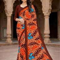 Printed Print Loose Saree with Blouse for Premium Ethnic and Traditional Wear | SGR-RENIYAL CRAPE