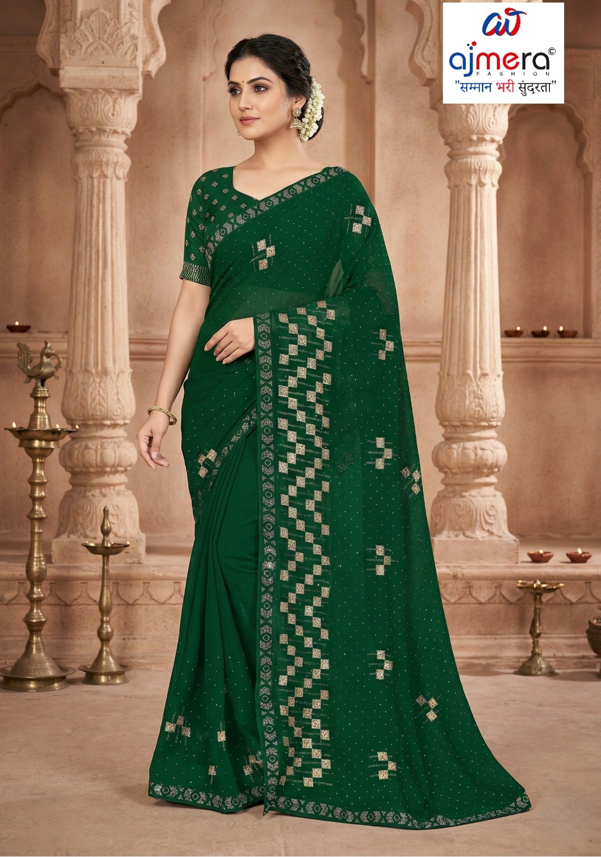 Dyed Matching Saree Supplier with Blouse Piece for Premium Ethnic and Traditional Wear | VKM-COMPANY