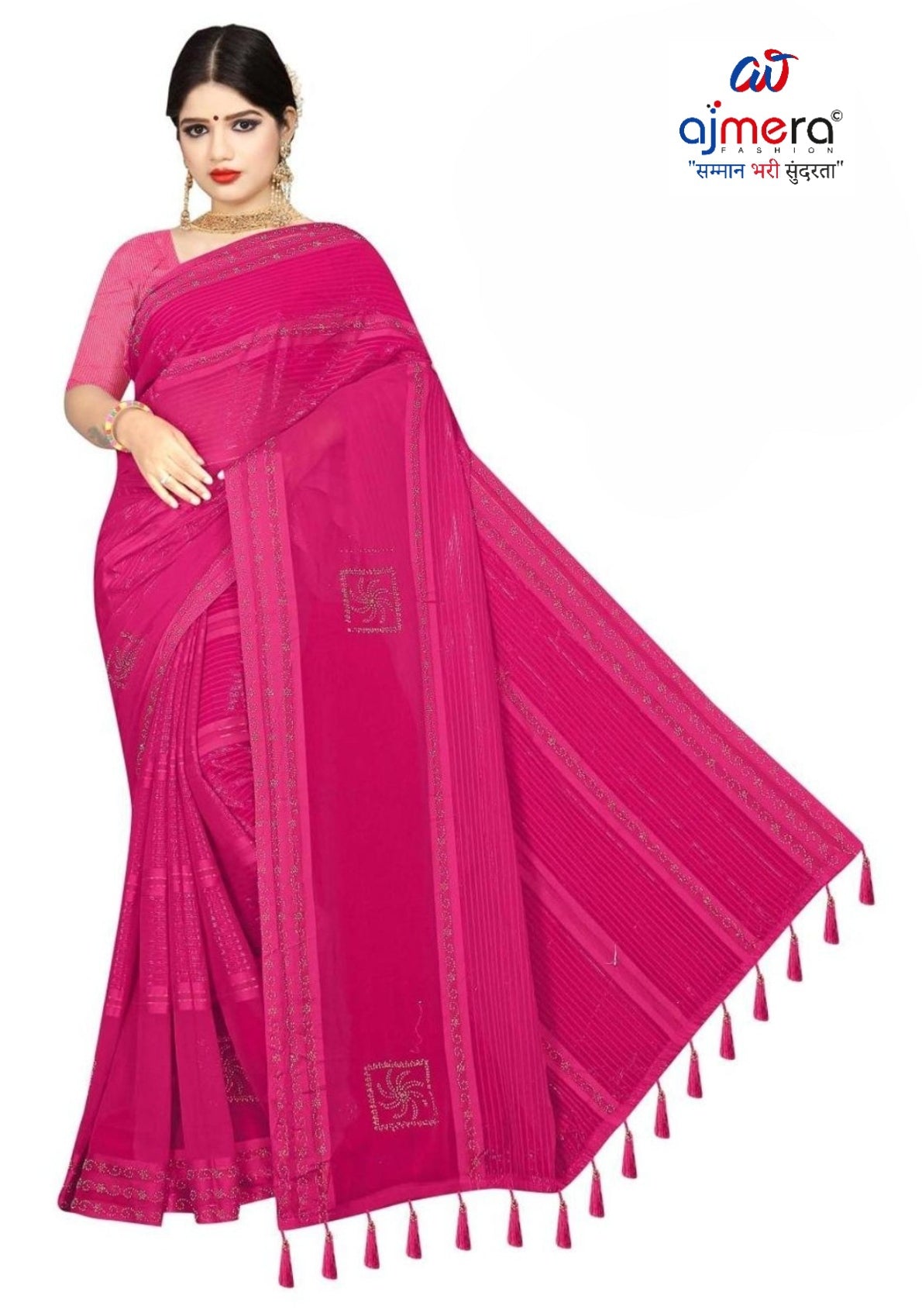 Dyed Matching Saree B2B Supplier with Blouse Piece for Premium Ethnic and Traditional Wear | RAL-CITY PALACE