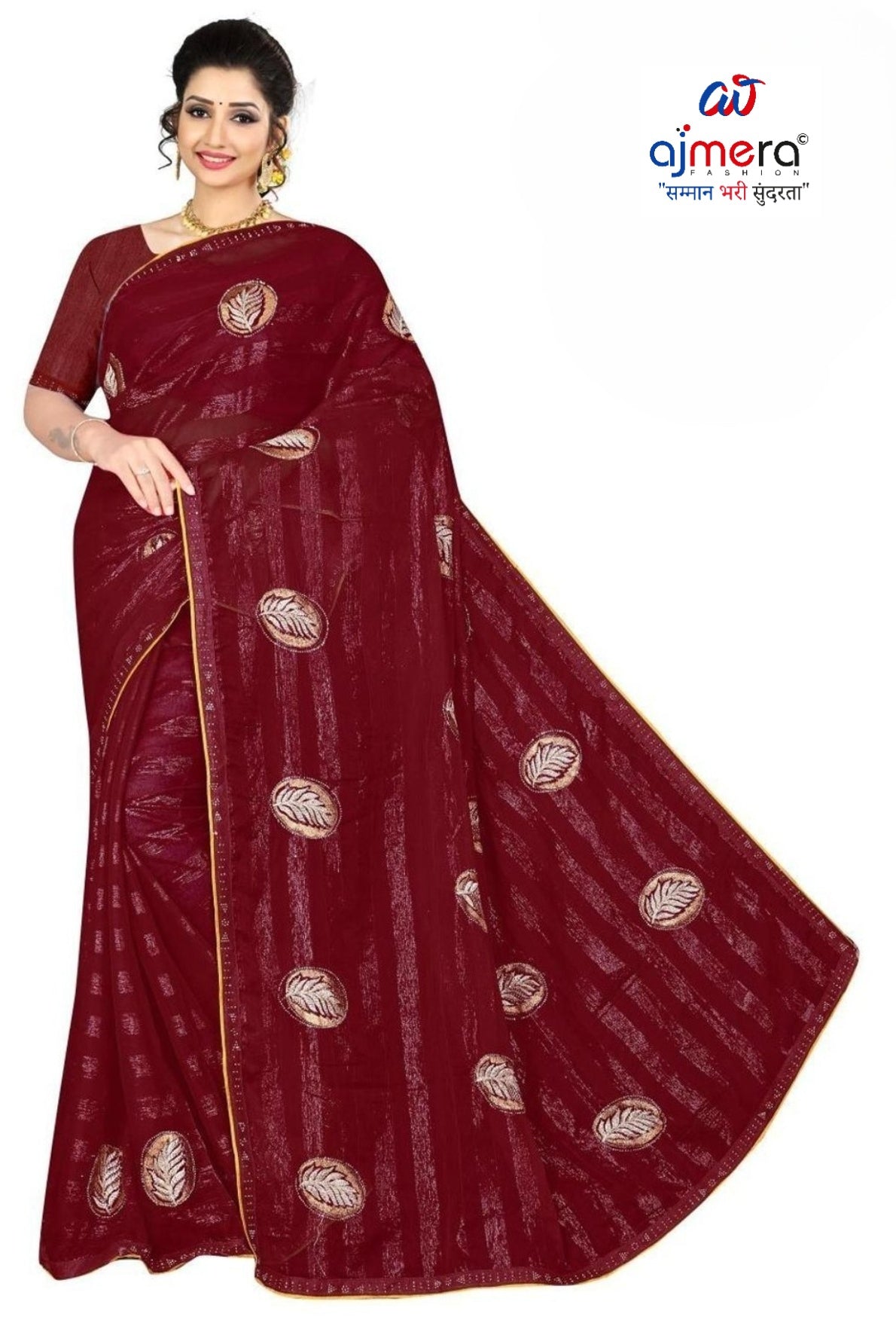 Printed Dyed Matching Saree with Blouse Piece for Premium Ethnic and Traditional Wear | VKM-ONE TIME
