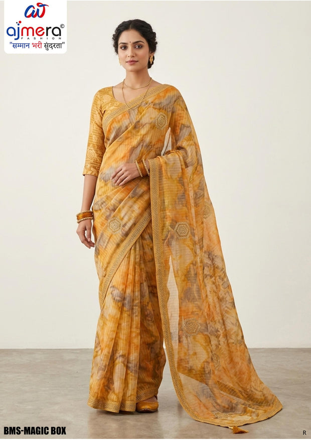 Weightless Print Loose Saree with Blouse for Premium Ethnic and Traditional Wear | BMS-MAGIC BOX