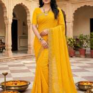 Crepe Dyed Matching Saree with Blouse Piece for Premium Ethnic and Traditional Wear | RAL-SHEHANSHA