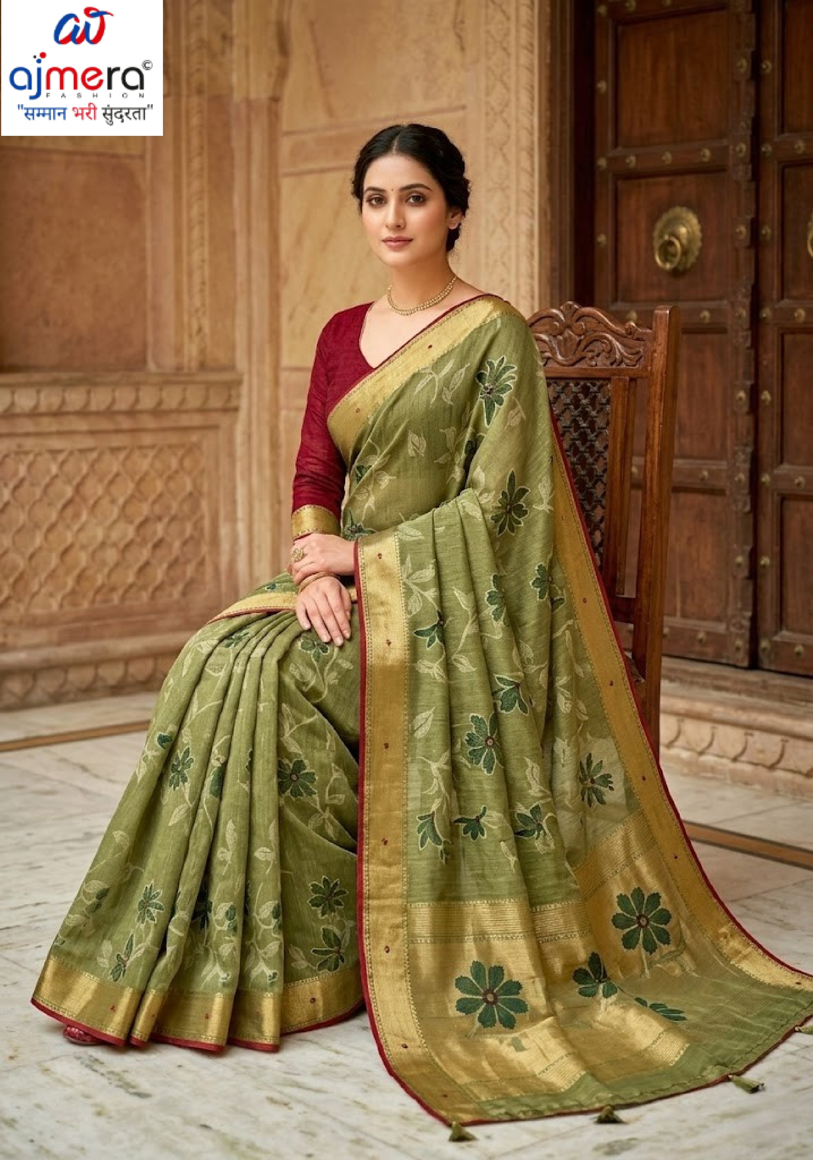 Chic Printed Saree with Blouse Piece for Sophisticated Ethnic Style  | VDT-SINDOOR-02