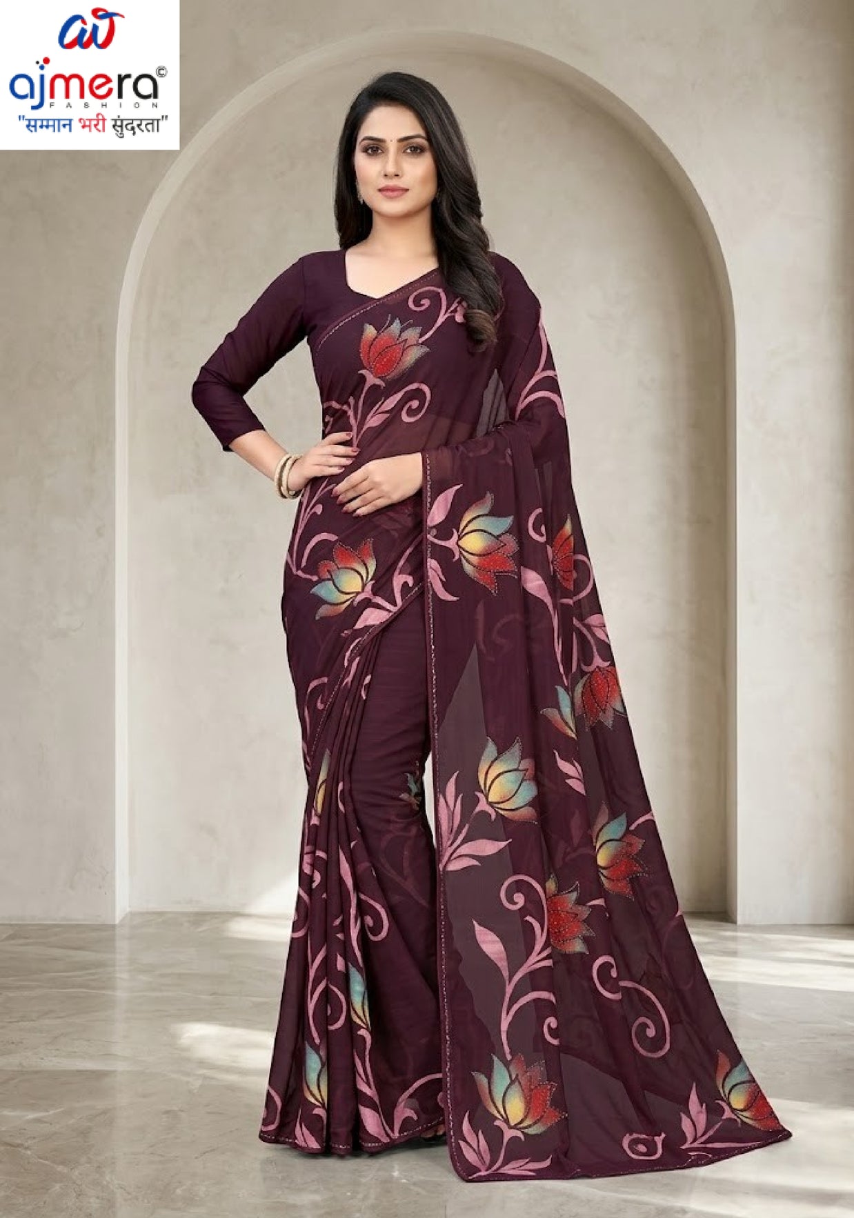 Fashionable Printed Saree with Blouse Piece for Festive Collection | SSR-PRIYATAMA