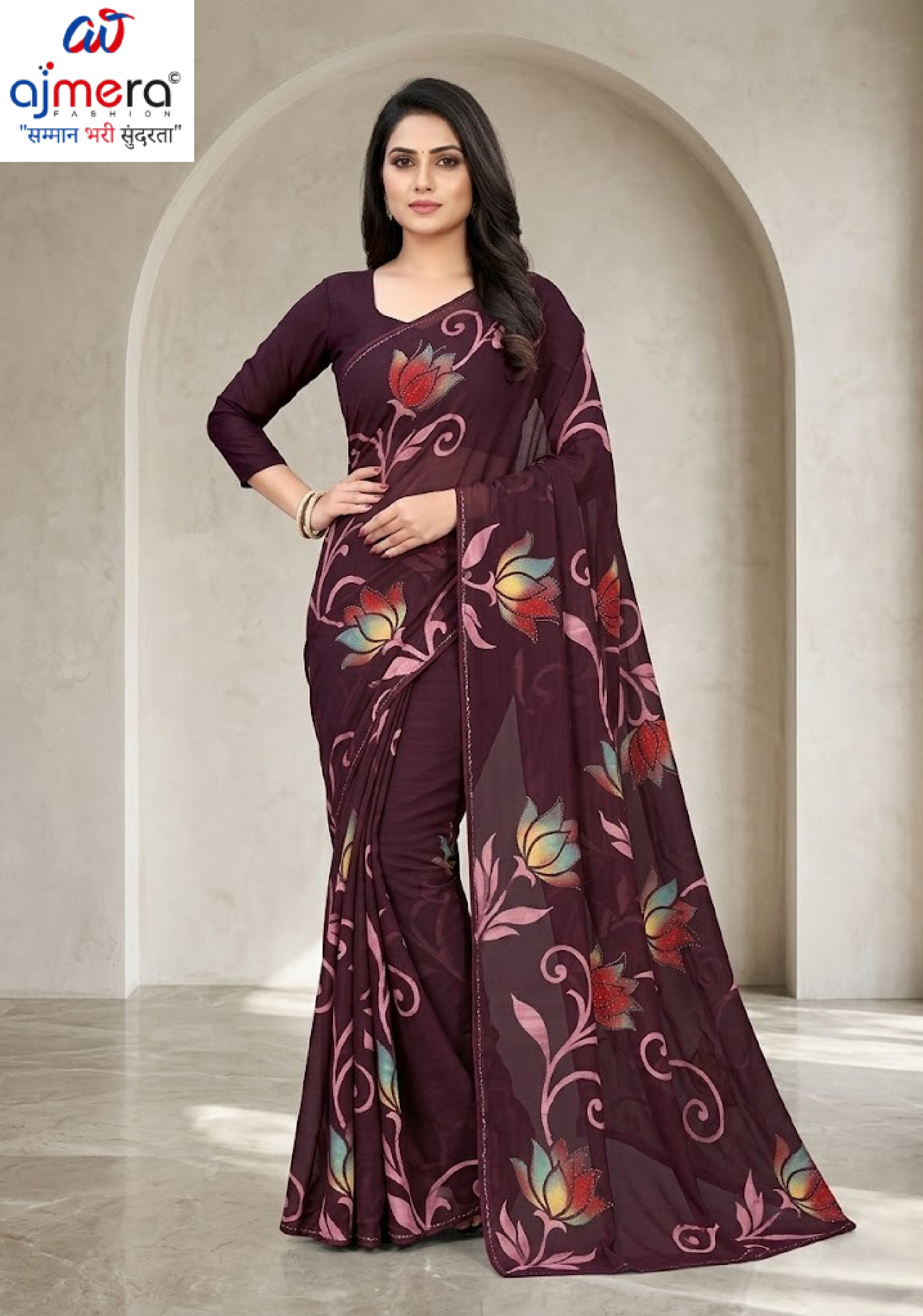Fashionable Printed Saree with Blouse Piece for Festive Collection | SSR-PRIYATAMA