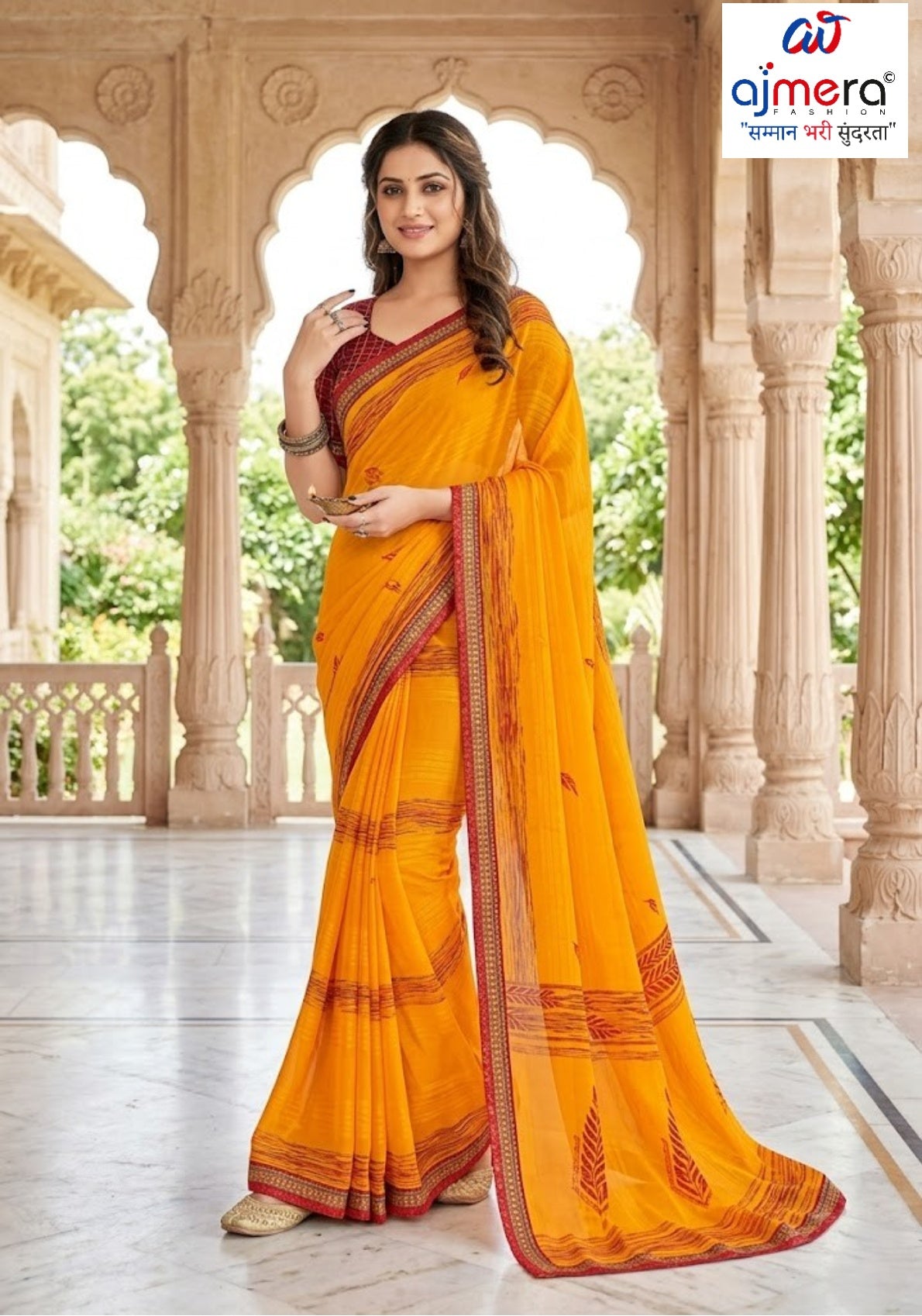 Premium Printed Saree with Matching Blouse Piece for Ethnic Elegance  | CAS-PALKI