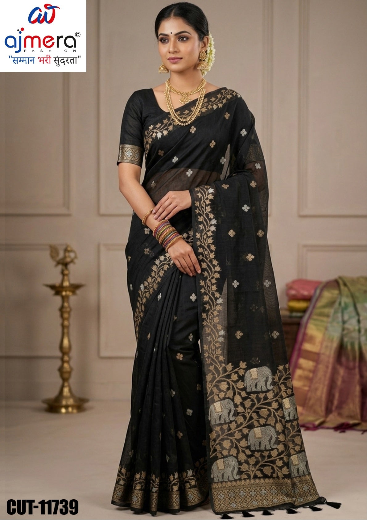 Fashionable Jacquard Silk Saree with Blouse Piece for Special Events | CUT-11739