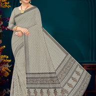 Printed Cotton Saree with Blouse Piece for Premium Ethnic and Traditional Wear | DFL-KARUNA-04