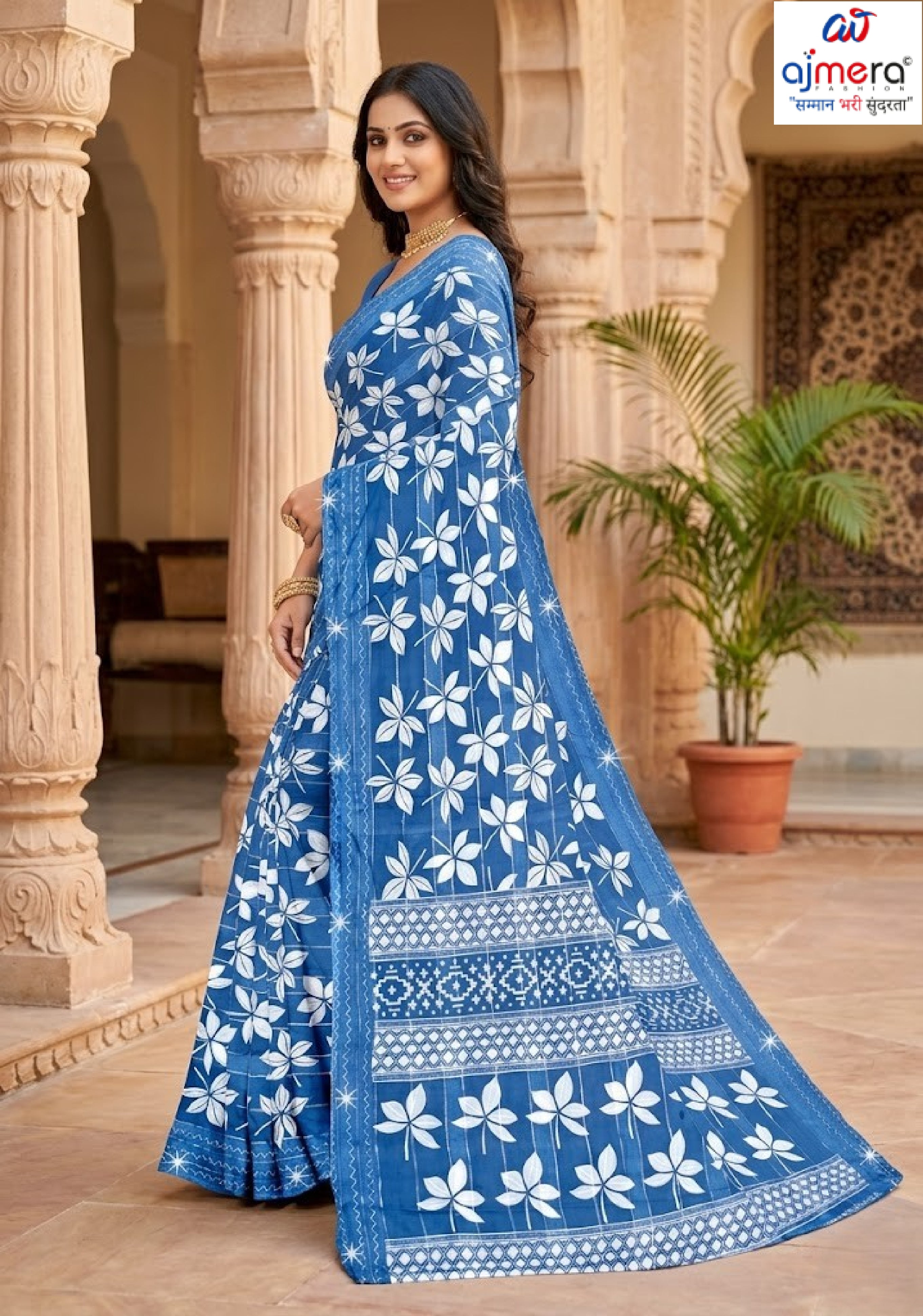 Exclusive Printed Saree with Blouse Piece for Elegant Ethnic Look  | CAS-FRESH FLOWER