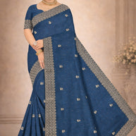 Party Wear Rapier Silk Matching Saree With Blouse Piece | VKM-KHAMAN DHOKLA