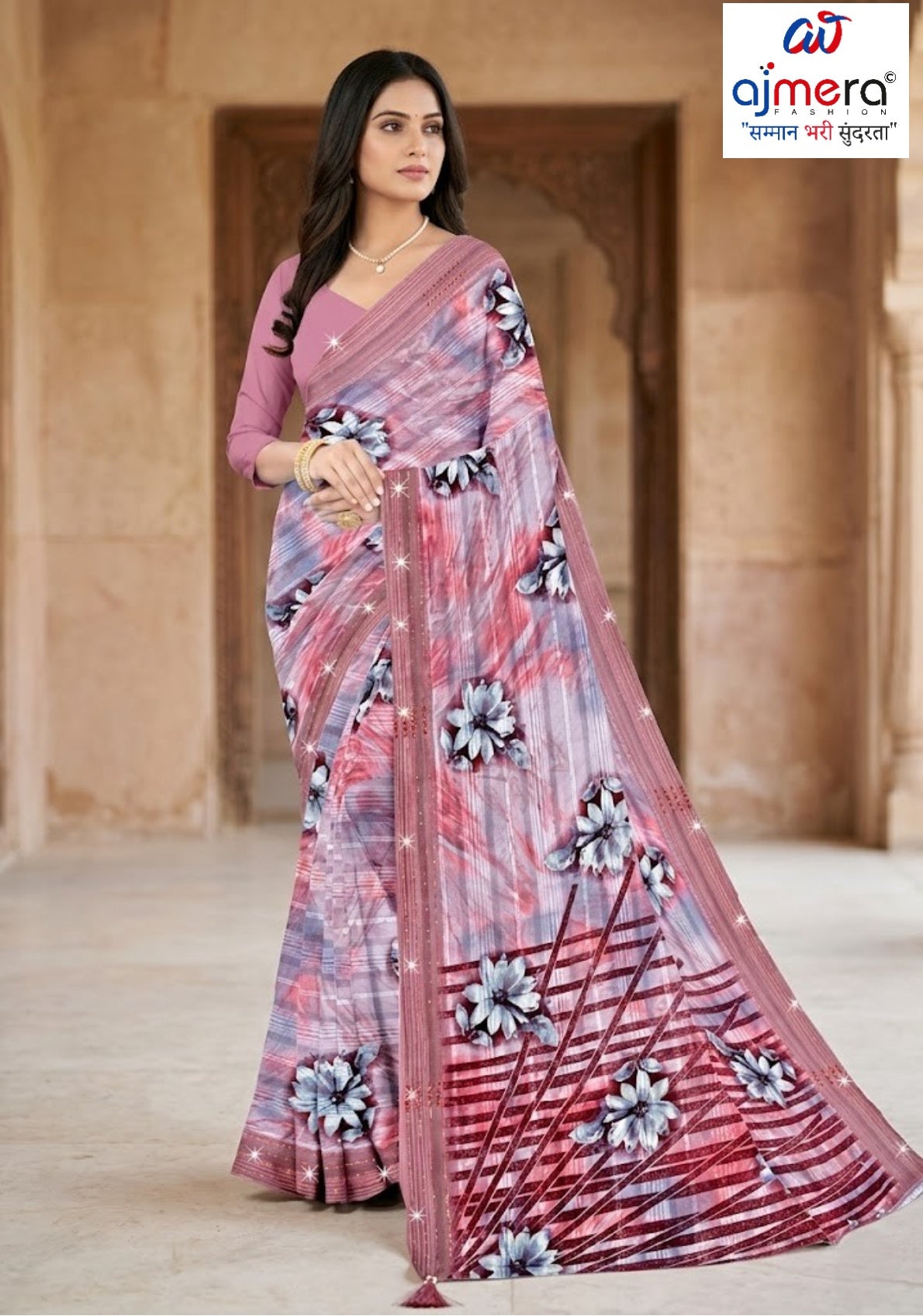 Designer Printed Saree with Blouse Piece for Special Occasions  | CAS-AMRUT DHARA