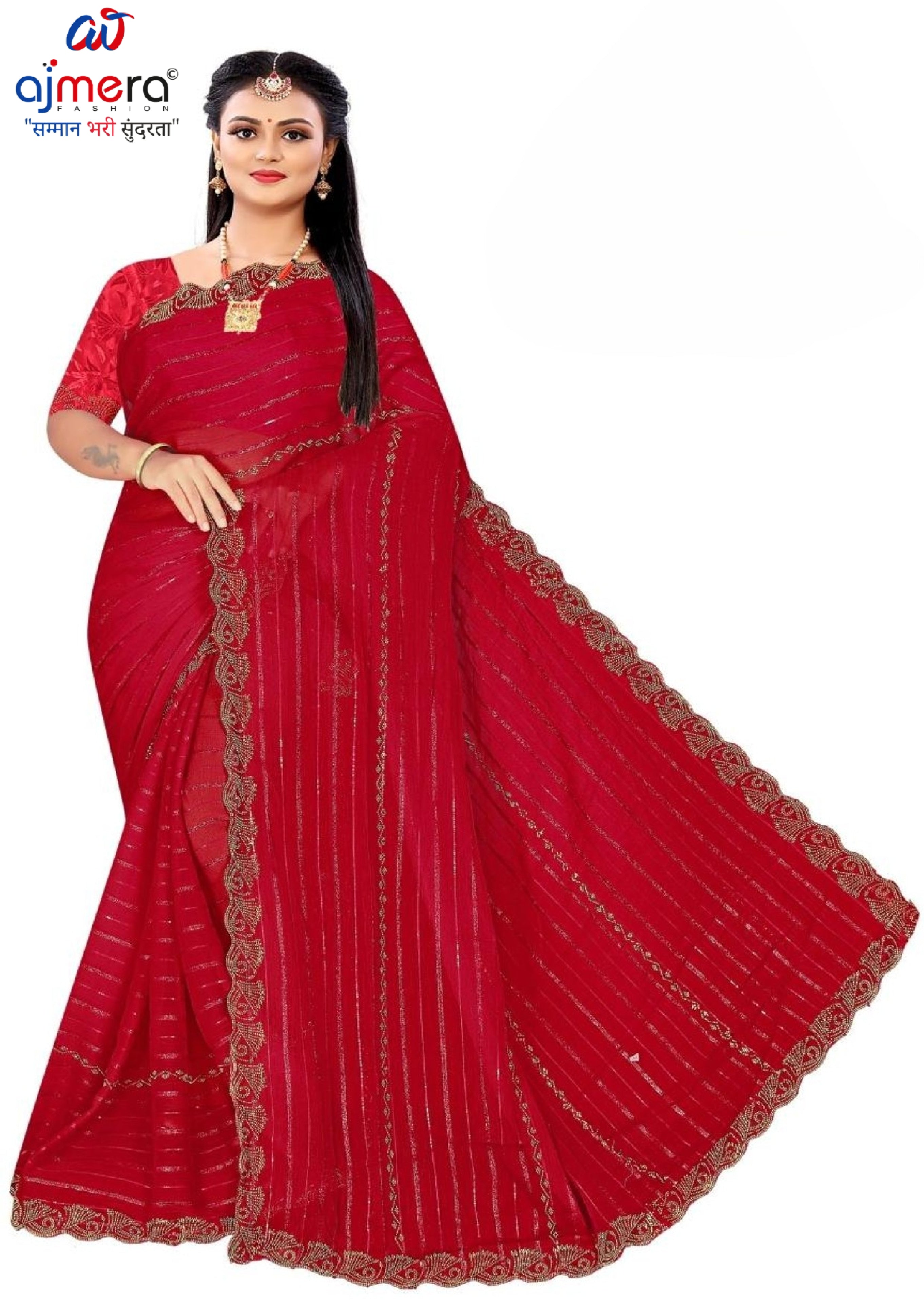 Crepe Dyed Matching Saree with Blouse Piece for Premium Ethnic and Traditional Wear | RAL-SHEHANSHA