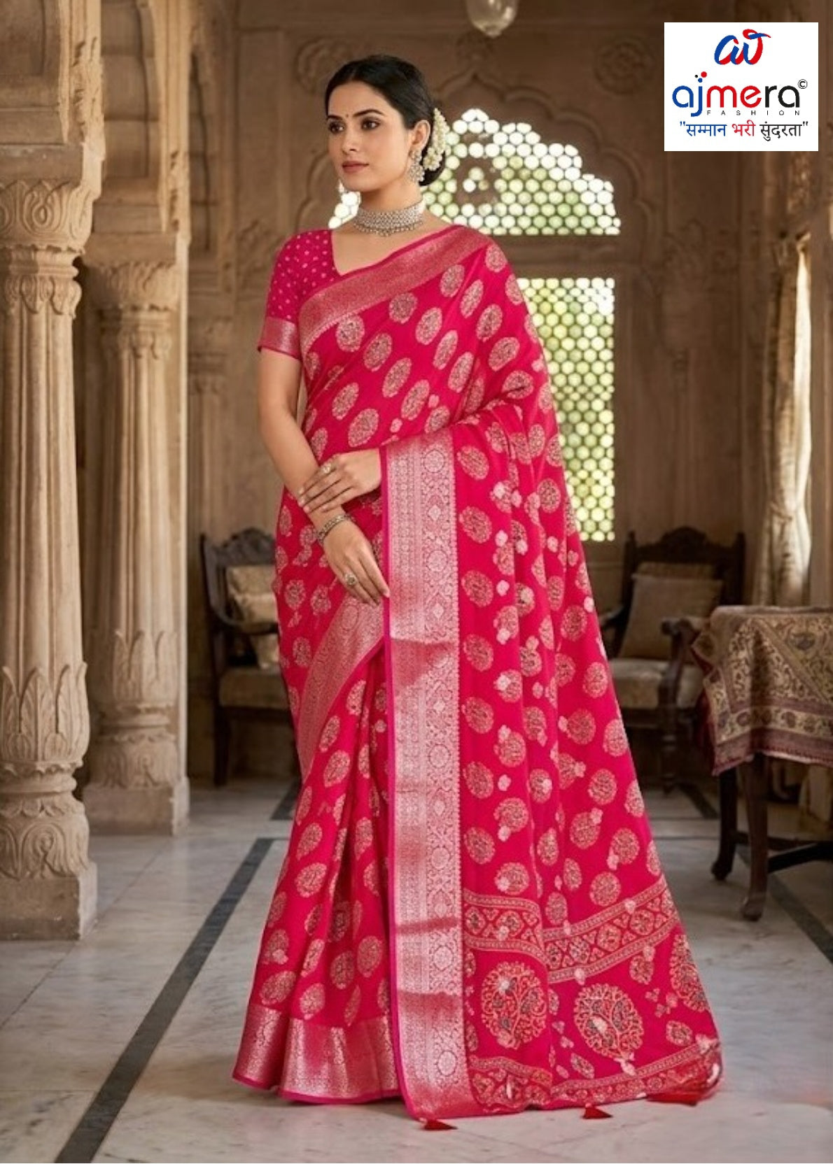 Contemporary Printed Saree with Blouse Piece for Premium Wear | VER-NAZAKAT-42546