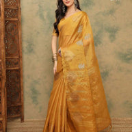 Apricot Linen Saree with Blouse for Premium Ethnic and Festive Wear | ALL-APRICOT-274
