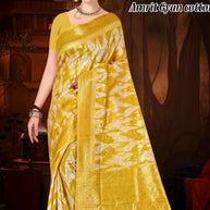 Luxury Jacquard Silk Saree without Blouse for Wedding & Party Wear | TUL-AMRIT GYAN COTTON
