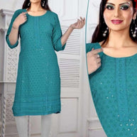 Plus Size Embroidered Kurti for Women | SHP-CHICKEN SEQUENCE WORK BIG