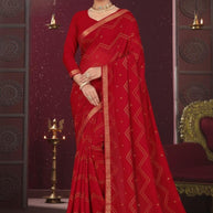 Designer Cotton Saree with Without Blouse for Premium Ethnic and Traditional Wear | MSS-SHIV JAYPOUR BANDHEJ RED