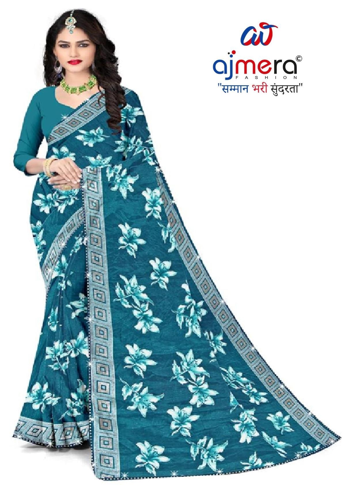 Vichitra Jari Print Loose Saree with Blouse for Premium Ethnic and Traditional Wear | CAS-MITHAS