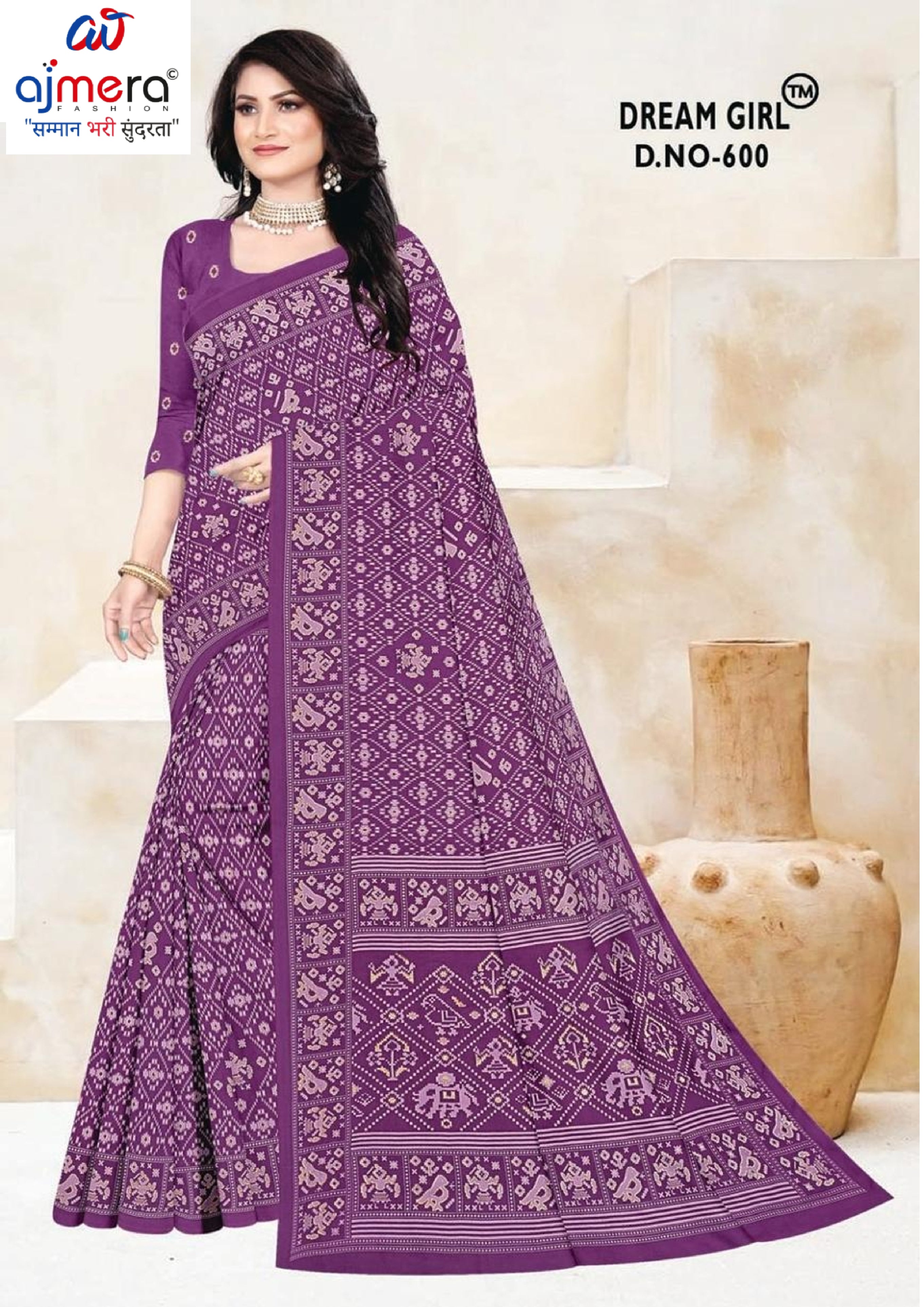Classic Printed Saree with Blouse Piece for Timeless Traditional Style | PUS-DREAM GIRL-600