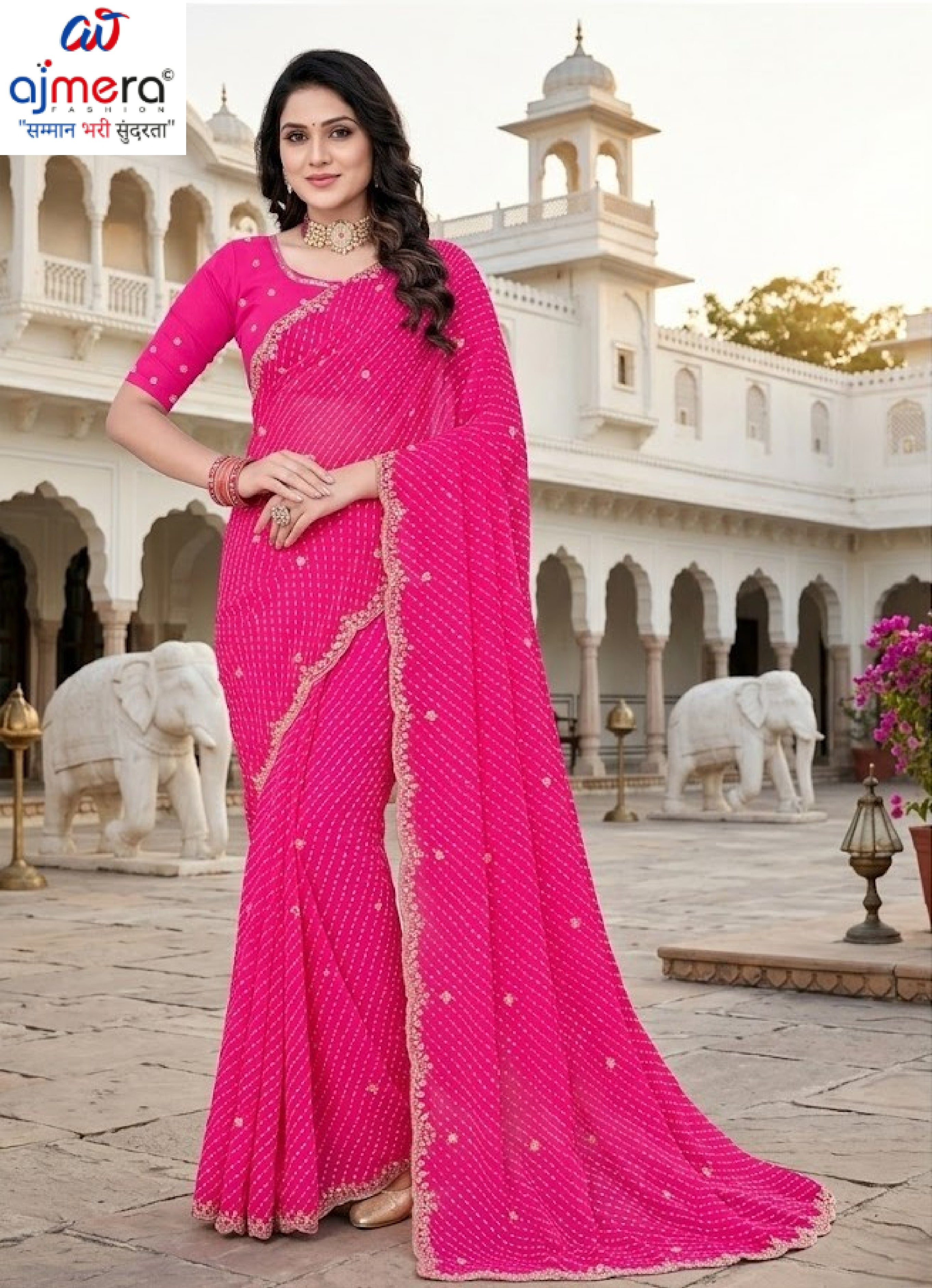 Elegant Printed Saree with Designer Blouse Piece for Festive Wear  | JS-JHANKAR
