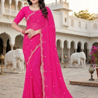 Elegant Printed Saree with Designer Blouse Piece for Festive Wear  | JS-JHANKAR