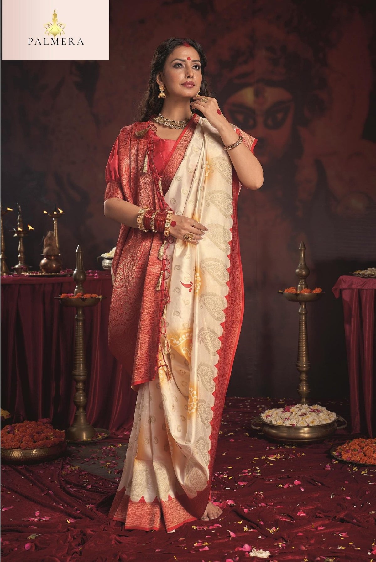 Durgotsav Satin Chiffon Saree with Blouse for Premium Festive and Ethnic Wear | ALL-DURGOTSAV VOL-01