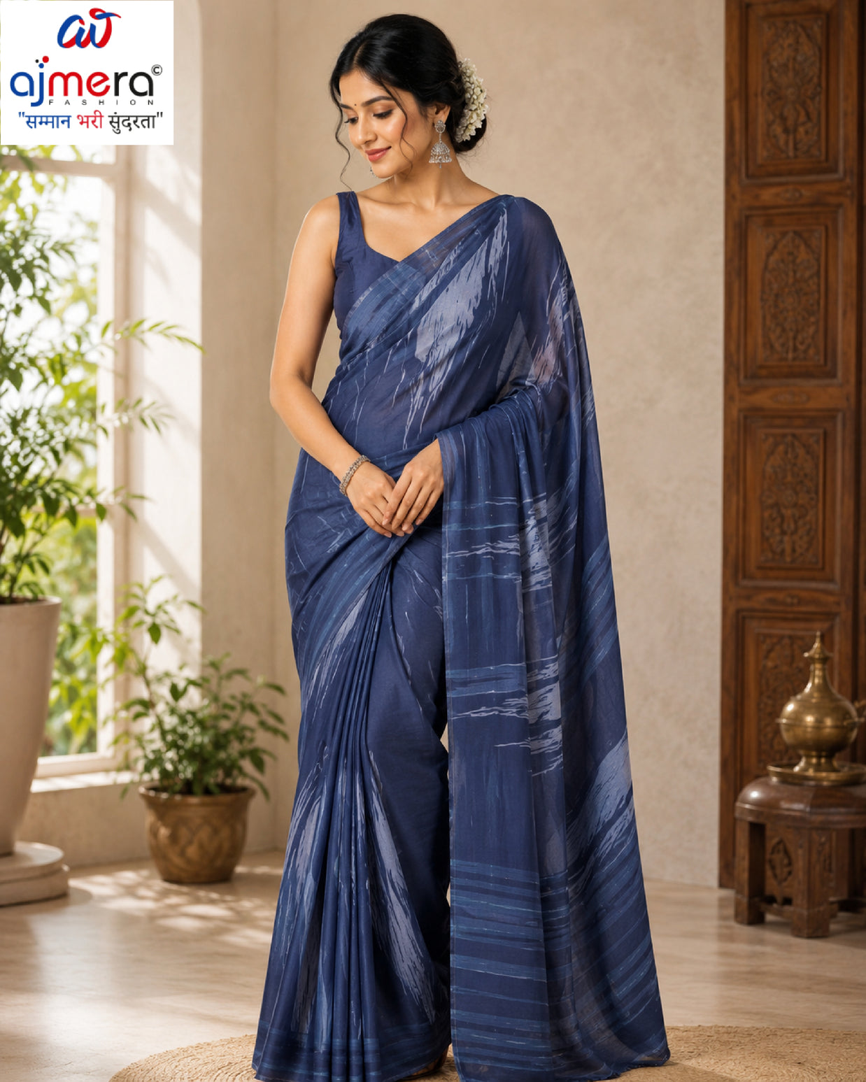 Weightless Print Loose Saree with Blouse for Premium Ethnic and Traditional Wear | CAS-DIAMOND CITY