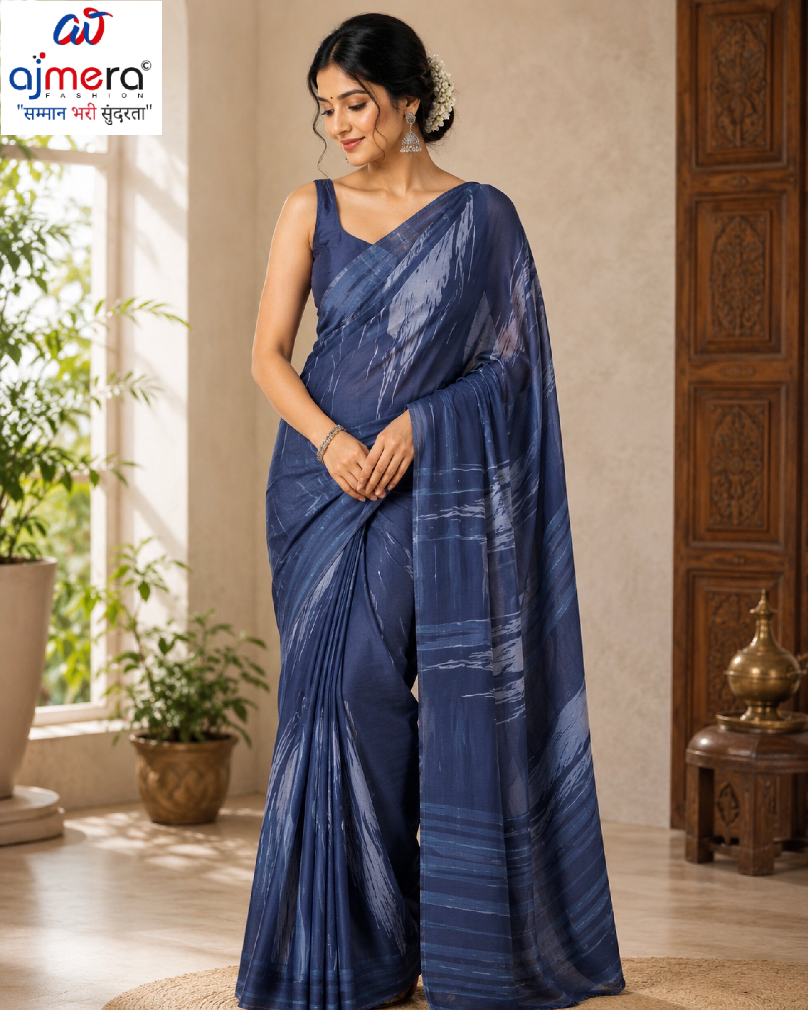 Weightless Print Loose Saree with Blouse for Premium Ethnic and Traditional Wear | CAS-DIAMOND CITY