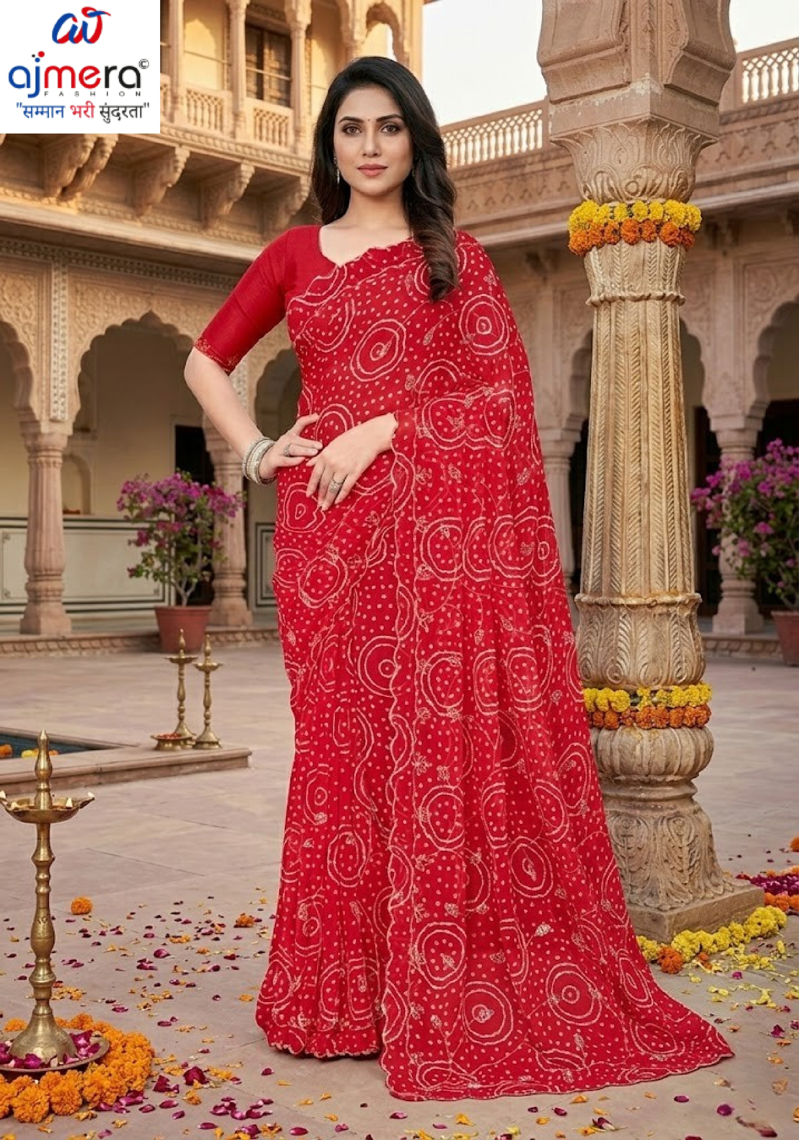 Elegant Printed Saree with Designer Blouse Piece for Festive Wear  | JS-VEDIKA