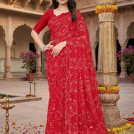 Elegant Printed Saree with Designer Blouse Piece for Festive Wear  | JS-VEDIKA