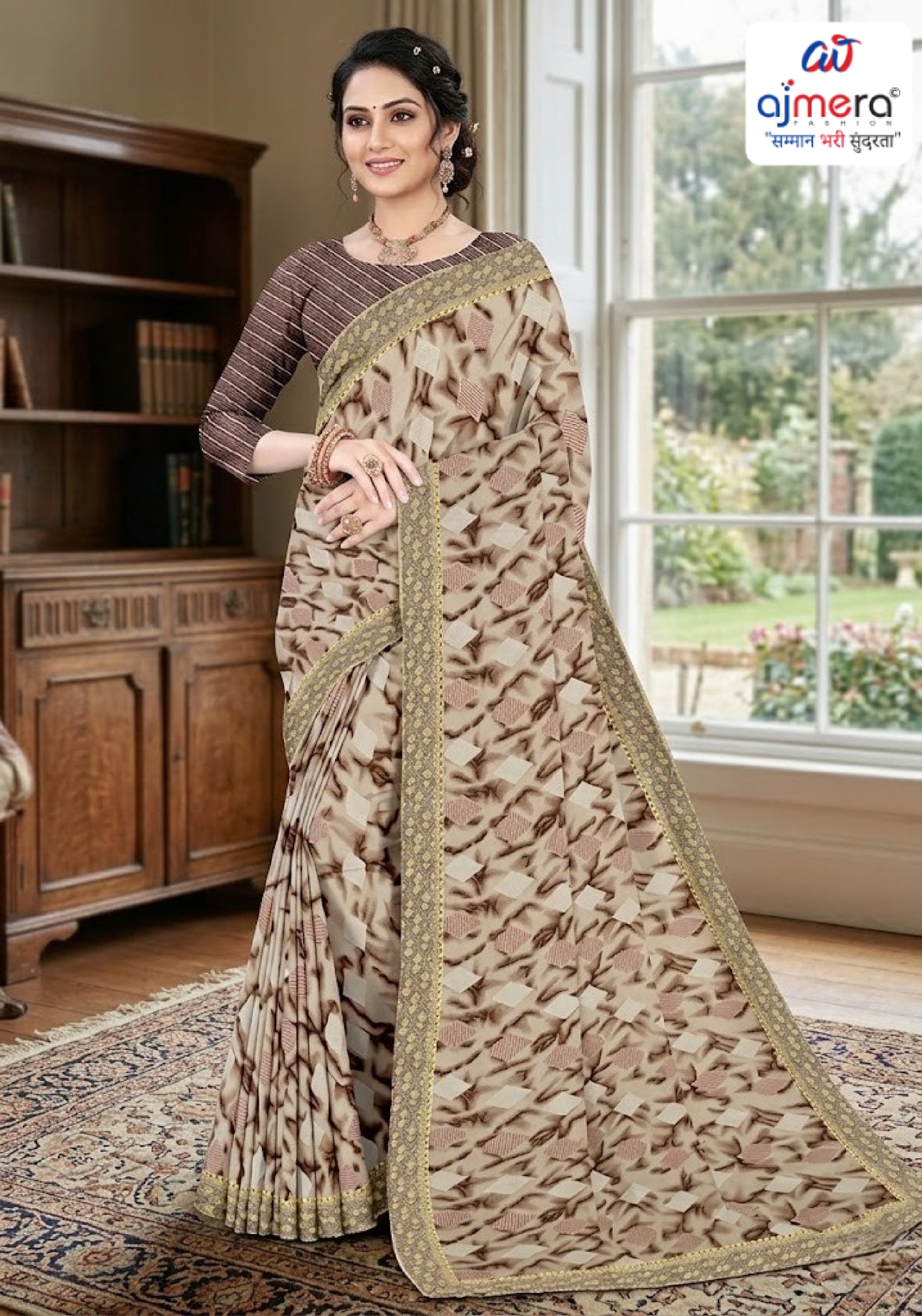 Zomato Print Loose Saree with Blouse for Premium Ethnic and Traditional Wear | CAS-INK POINT