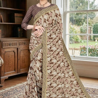 Zomato Print Loose Saree with Blouse for Premium Ethnic and Traditional Wear | CAS-INK POINT